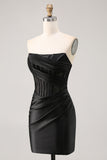 Corset Strapless Bodycon Lace Black Homecoming Dress