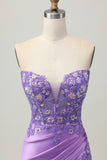 Strapless Light Blue Flower Corset Tight Ruched Short Homecoming Dress