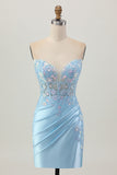 Sparkly Purple Bodycon Strapless Corset Ruched Sequins Short Homecoming Dress