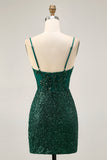 Sparkly Bodycon Dark Green Sequins Corset Homecoming Dress