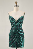 Sparkly Strapless Royal Blue Sequins Tight Homecoming Dress