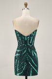 Sparkly Strapless Royal Blue Sequins Tight Homecoming Dress
