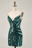 Sparkly Strapless Royal Blue Sequins Tight Homecoming Dress