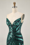 Sparkly Royal Blue Strapless Sequins Tight Short Homecoming Dress