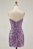 Sparkly Strapless Royal Blue Sequins Tight Homecoming Dress