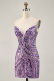 Sparkly Strapless Royal Blue Sequins Tight Homecoming Dress