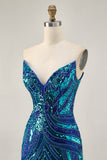 Sparkly Sequins Purple Strapless Tight Short Homecoming Dress