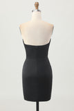 Black Strapless Corset Bodycon Beaded Homecoming Dress with Slit