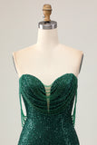 Sparkly Off The Shoulder Dark Green Bodycon Sequins Homecoming Dress