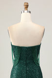 Sparkly Off The Shoulder Dark Green Bodycon Sequins Homecoming Dress