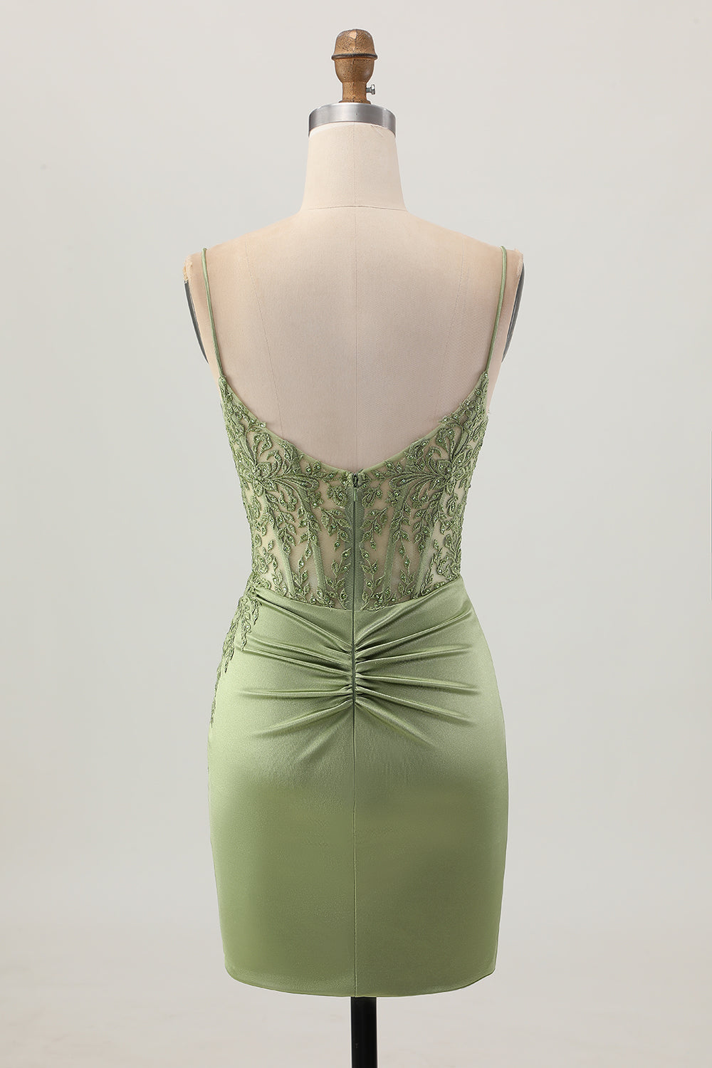 green corset dress short Short Sage Green Hoco Dress: 12435 Sage / 00