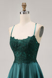 Dark Green A Line Appliqued Short Homecoming Dress with Beading