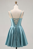 Corset Satin Grey Green A-line Short Homecoming Dress