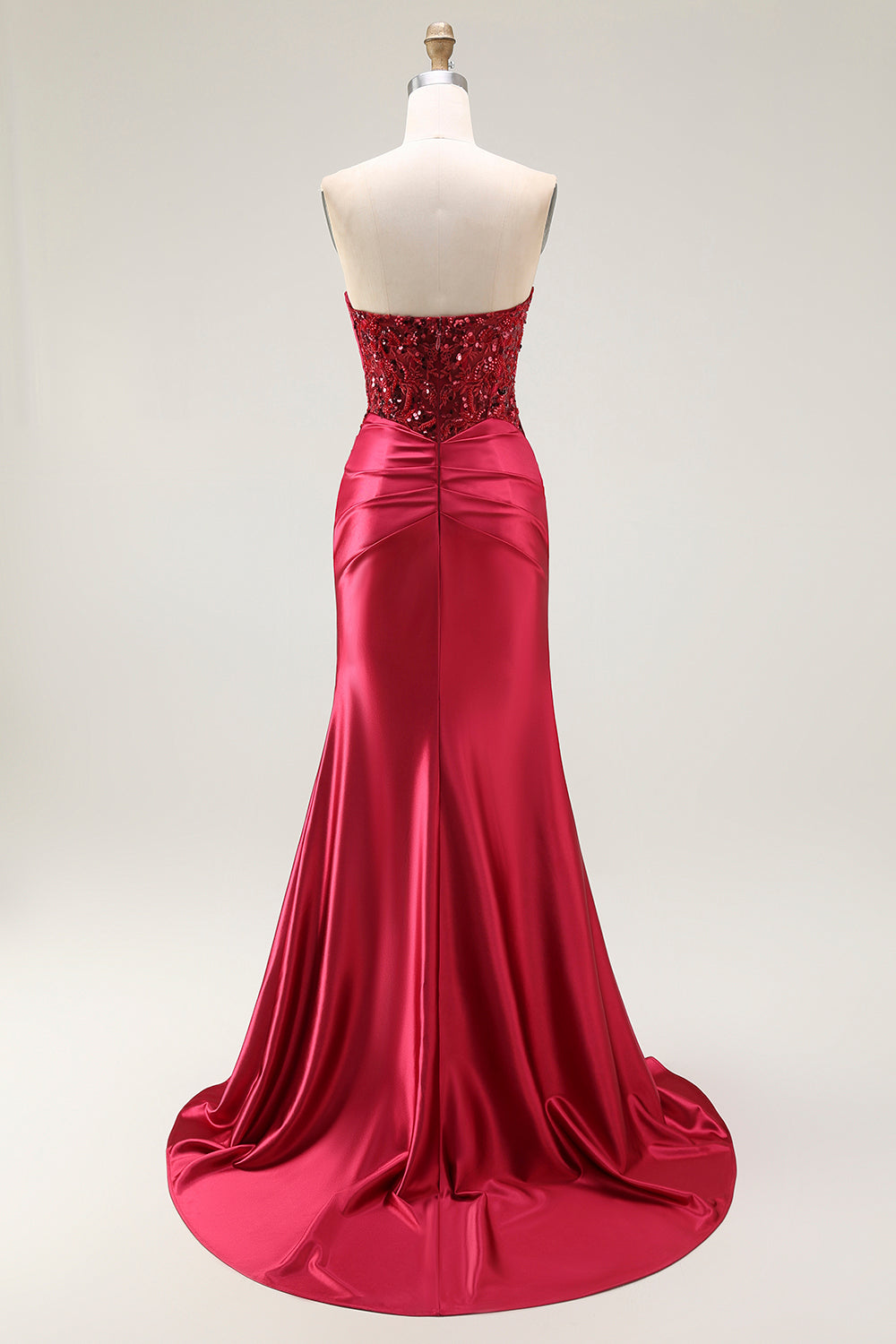 ZAPAKA Women Strapless Red Long Prom Dress with Slit Beaded Mermaid Long Formal Dress, Red / US22W ZAPAKA Women Strapless Red Long Prom Dress with Slit Beaded Mermaid Long Formal Dress, Red / US22W