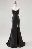 Strapless Sequin Black Corset Mermaid Prom Dress
