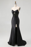 Strapless Sequin Black Corset Mermaid Prom Dress
