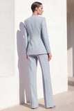 Grey Blue One 2-Piece Button Women Suits with Lace