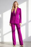 Fuchsia 2-Piece One Button Notched Lapel Women Suits