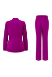 Fuchsia 2-Piece One Button Notched Lapel Women Suits