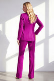 Fuchsia 2-Piece One Button Notched Lapel Women Suits