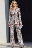 2-Piece Sparkly Grey Peak Lapel Women Suits