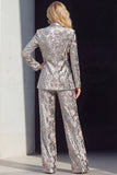 2-Piece Sparkly Grey Peak Lapel Women Suits