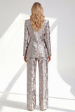 2-Piece Sparkly Grey Peak Lapel Women Suits
