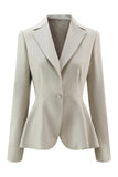 Grey Green Slim Fit 2-piece Women Suits with Button