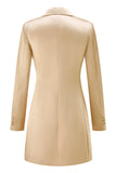 Champagne Peak Lapel Satin Midi Work Dress