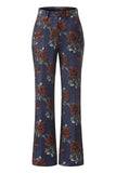 Blue Red Floral One Button Peak Lapel Women Suits