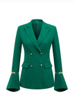 2-Piece Dark Green Double Breasted Peak Lapel Prom Suits with Flare Sleeves