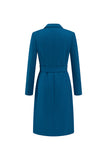 Dark Blue Single Breasted Peak Lapel Blazer Dress with Belt