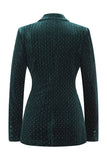 Dark Green Beaded Peaked lapel 2 Pieces Prom Suits