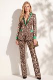 Coffee Leopard Peaked lapel 2 Pieces Prom Suits