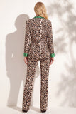 Coffee Leopard Peaked lapel 2 Pieces Prom Suits