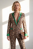 Coffee Leopard Peaked lapel 2 Pieces Prom Suits