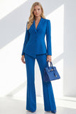 Dark Blue 2-Piece Peak Lapel Single Breasted Women Prom Suits