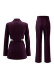 Grey Blue Notched Lapel 2 Pieces Cut Out Prom Suits