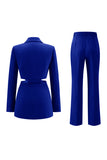 Grey Blue Notched Lapel 2 Pieces Cut Out Prom Suits