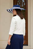 2 Piece Chiffon Midi Navy Mother of the Bride Dress with 3/4 Sleeves