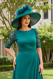 Pine A Line Chiffon Bateau Neck Half Sleeve Wedding Guest Dress
