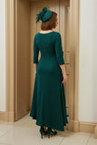 Burgundy A Line Bateau Neck High-Low Wedding Guest Dress