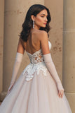 Sweetheart Lace Tulle A Line Corset Ivory Wedding Dress