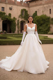 Tulle Corset A Line Ivory Square Neck Wedding Dress