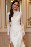 Ruched Stretch Satin Ivory Mermaid Wedding Dress