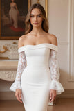 Stretch Satin Ivory Mermaid Off The Shoulder Wedding Dress