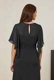 Dark Green Ruched Mother of the Bride Dress with Flutter Sleeves