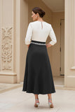 Black and White A-Line Bateau Neck Mother of the Bride Dress with Beading