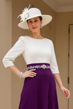 Black and White A-Line Bateau Neck Mother of the Bride Dress with Beading