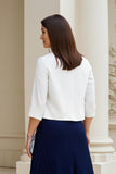 Navy A-Line V-Neck 2-Piece Mother of the Bride Dress with Pleats